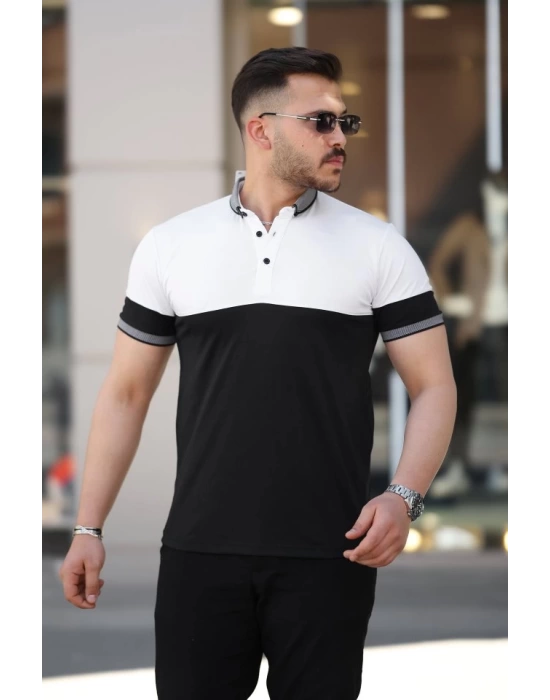 Erkek Yakalı çift Renk Kısa Kollu T-shirt