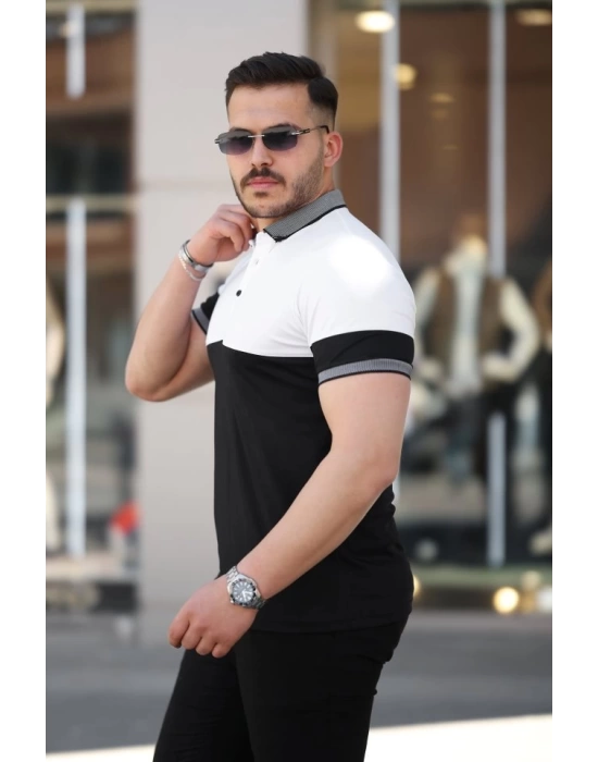 Erkek Yakalı çift Renk Kısa Kollu T-shirt