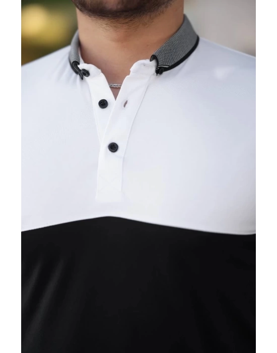Erkek Yakalı çift Renk Kısa Kollu T-shirt