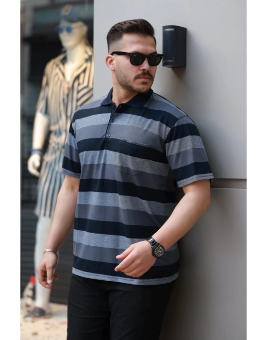 Erkek Yakalı çok Renkli Kısa Kollu T-shirt
