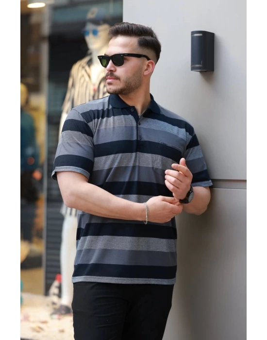 Erkek Yakalı çok Renkli Kısa Kollu T-shirt