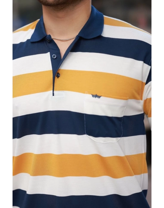 Erkek Yakalı çok Renkli Kısa Kollu T-shirt