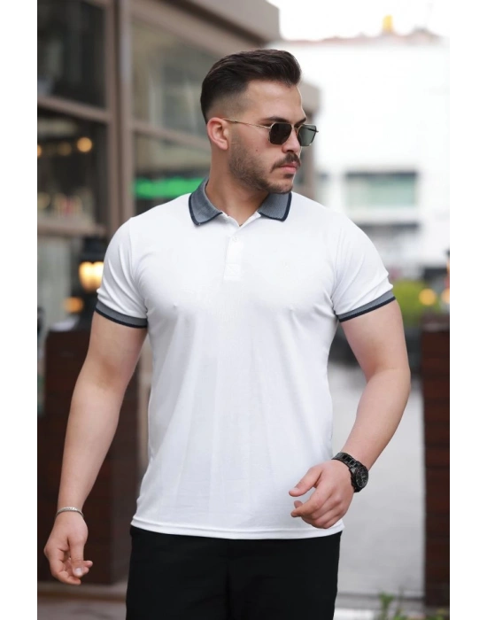 Erkek Yakalı Kagi Kumaş Kısa Kollu T-shirt