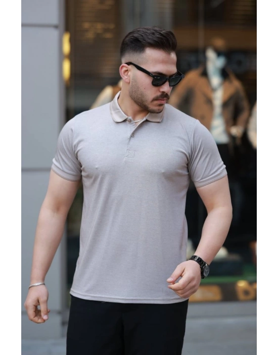 Erkek Yakalı Kagi Kumaş Kısa Kollu T-shirt