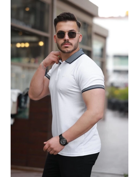 Erkek Yakalı Kagi Kumaş Kısa Kollu T-shirt