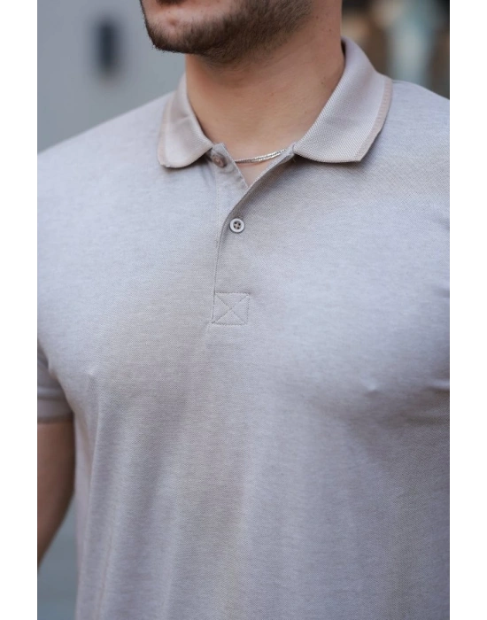 Erkek Yakalı Kagi Kumaş Kısa Kollu T-shirt