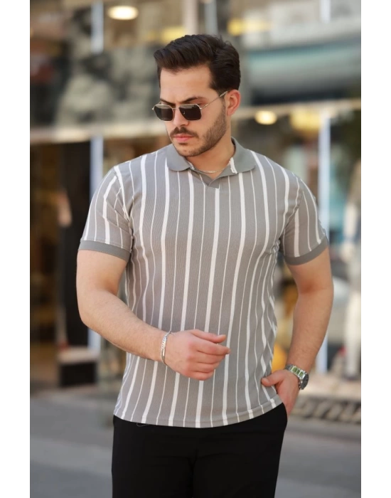 Erkek Yakalı örme Kumaş Kısa Kollu T-shirt