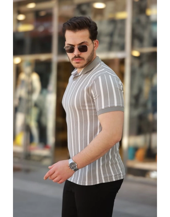 Erkek Yakalı örme Kumaş Kısa Kollu T-shirt