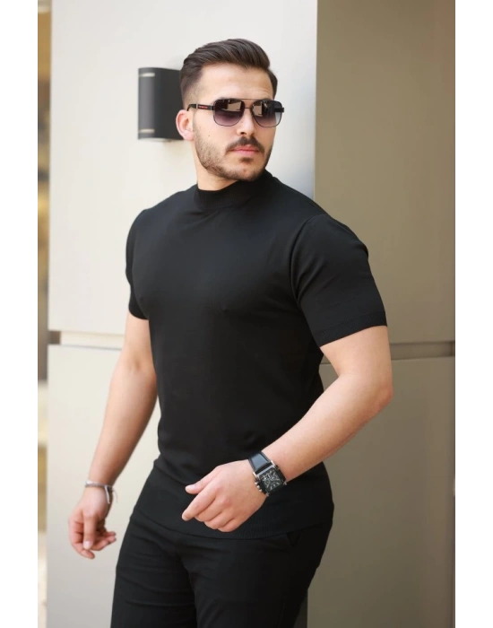 Erkek Yarım Balıkçı Yaka Kısa Kollu Tişört