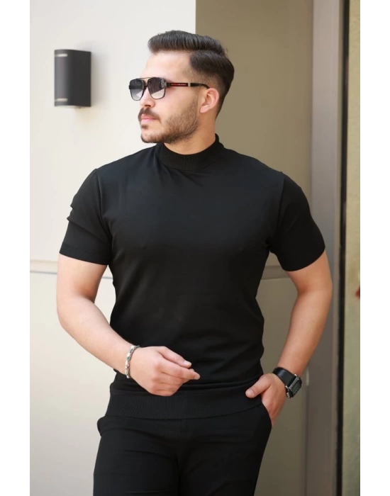 Erkek Yarım Balıkçı Yaka Kısa Kollu Tişört