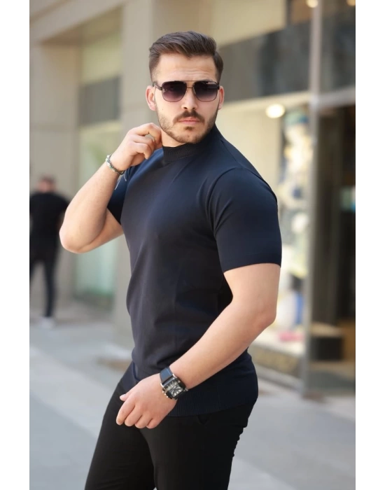 Erkek Yarım Balıkçı Yaka Kısa Kollu Tişört