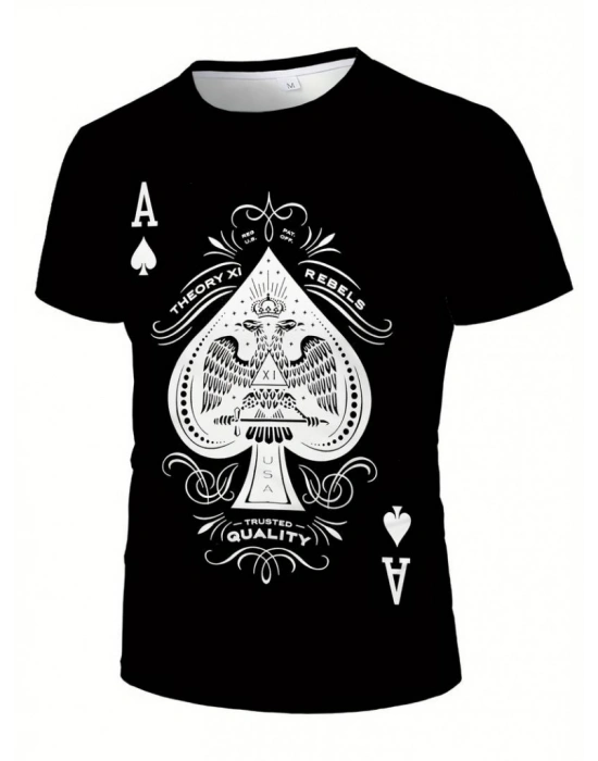 Erkekkısa Kollu Yuvarlak Yaka Desenli Viskon T-shirt