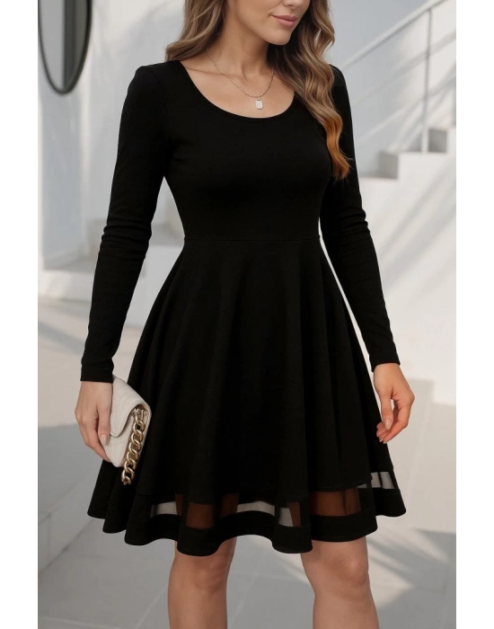 Etek Tül Detay Krep Elbise