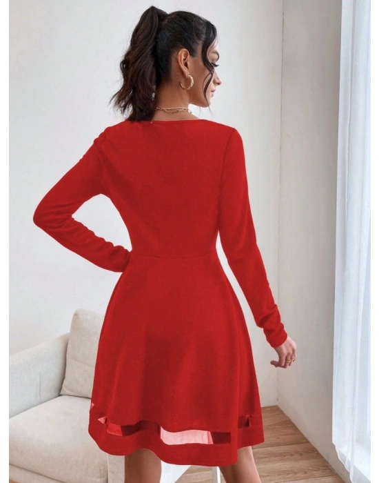 Etek Tül Detay Krep Elbise