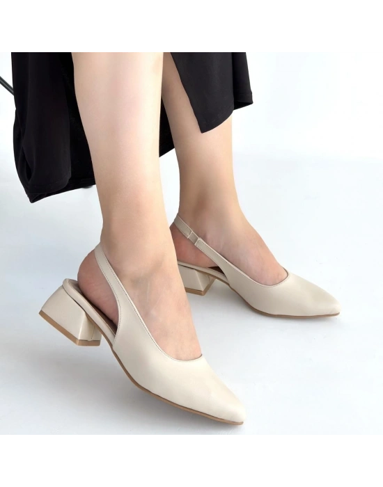 Evia Bej Cilt Topuklu Ayakkabı