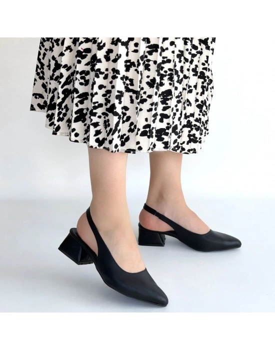 Evia Siyah Cilt Topuklu Ayakkabı