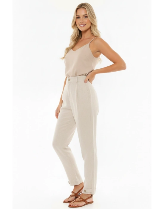 Fermuarlı Düğmeli Cepli Paçası Düğmeli Rahat Ve Şık Pantolon