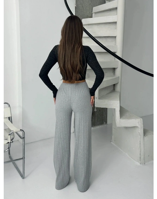 Fitilli şardonlu pantolon gri a4058