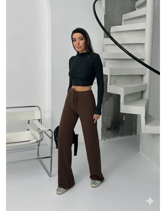 Fitilli şardonlu pantolon kahve a4058