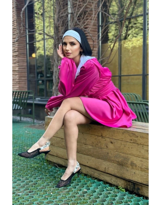 Fuşya Bebe Yakalı Elbise