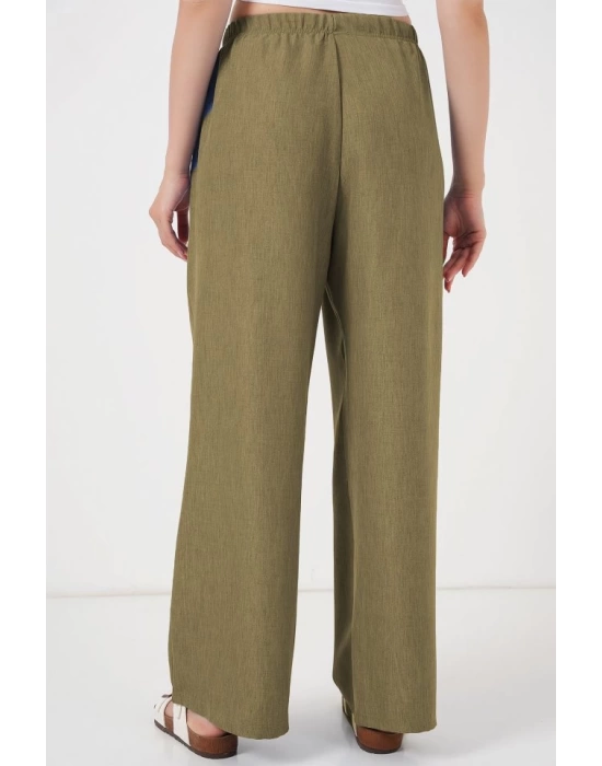Geniş Paça Keten Pantolon 6735 - Çağla