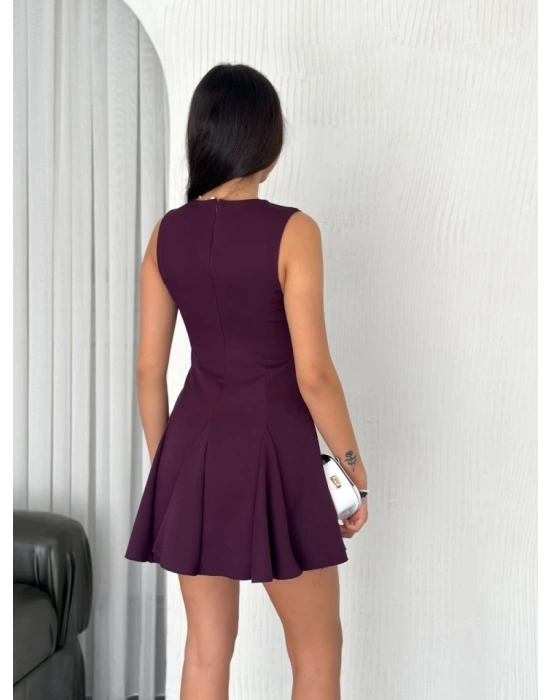 Göğüs Bağlamalı Kolsuz Mini Boy Elbise - Gül Kurusu