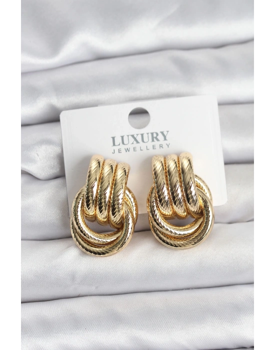 Gold Renk Halka Modelli Pirinç Kadın Küpe