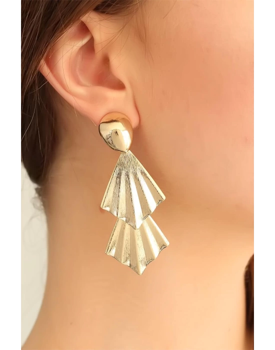 Gold Renk Metal Vintage Bayan Sallantı Küpe