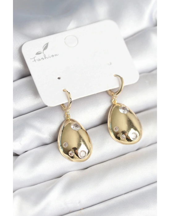 Gold Renk Pirinç Damla Model Kadın Küpe