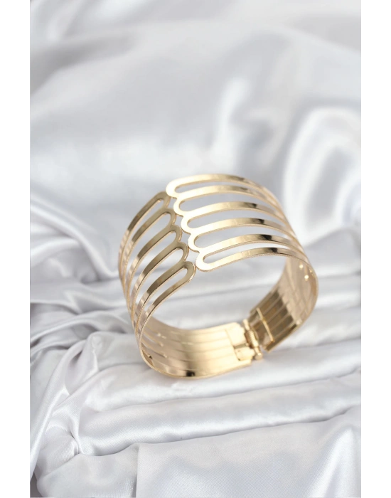 Gold Renk Pirinç Kaburga Model Kadın Bileklik