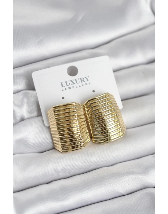 Gold Renk Pirinç Vintage Esintili Statement Küpe