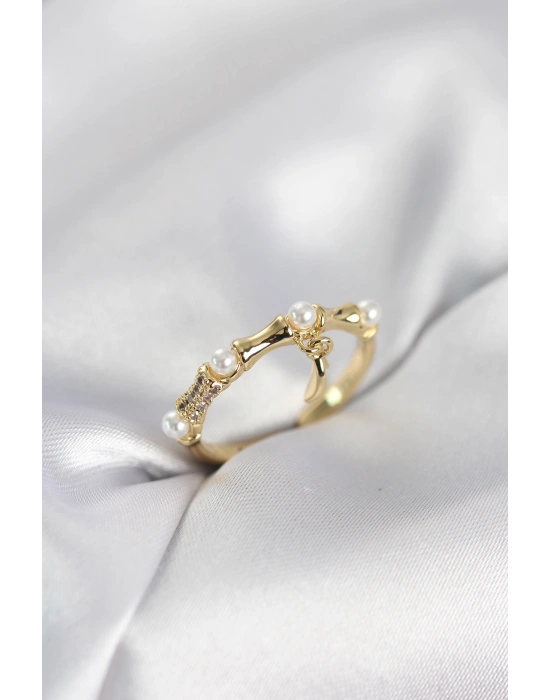 Gold Renk Sallantılı Kemik Model Kadın Yüzük