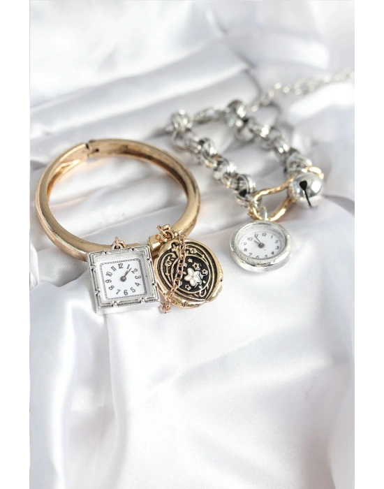 Gold ve Gümüş Renk Bileklik Kombini