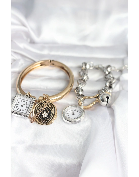 Gold ve Gümüş Renk Bileklik Kombini