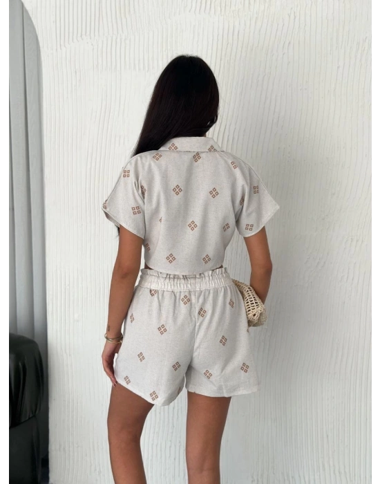 Gömlek şort keten takım s1052-1056