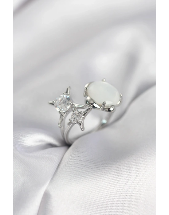 Gümüş Renk Kutup Yıldızı Model Kadın Yüzük