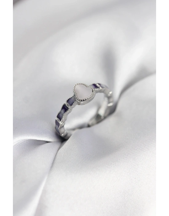 Gümüş Renk Mineli Su Kabağı Model Kadın Yüzük