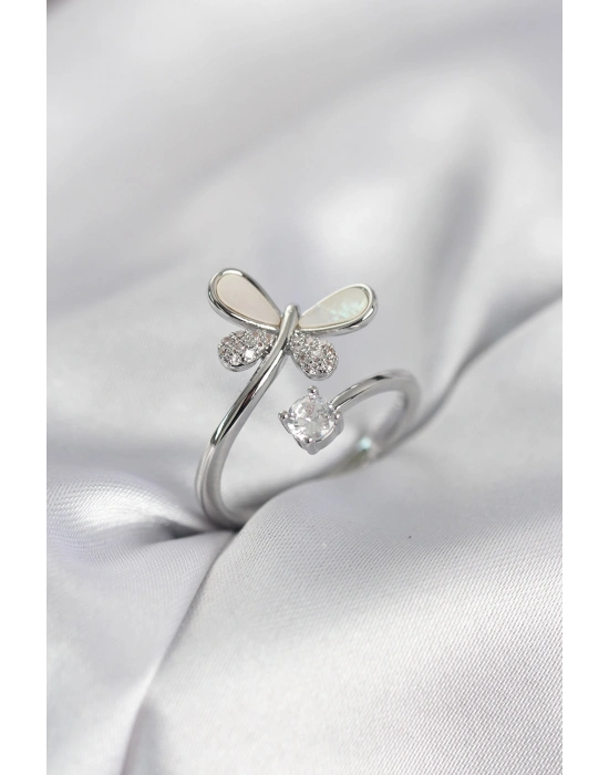 Gümüş Renk Yusufçuk Model Zirkon Taşlı Kadın Yüzük