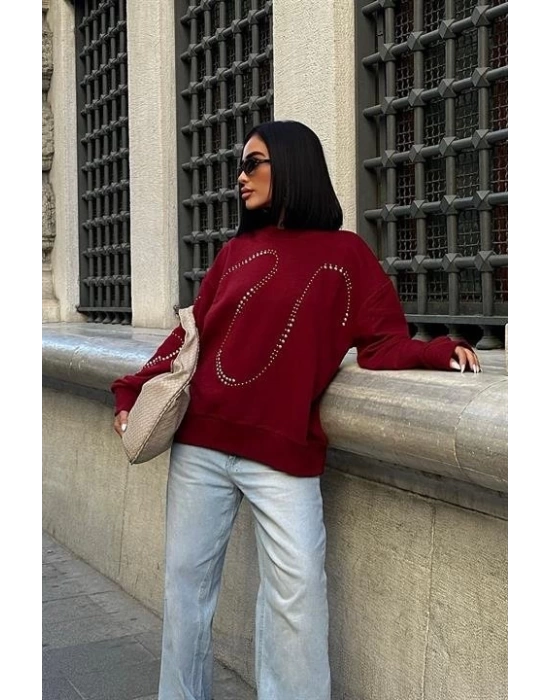 Gümüş Taşlı Sweatshirt 8052