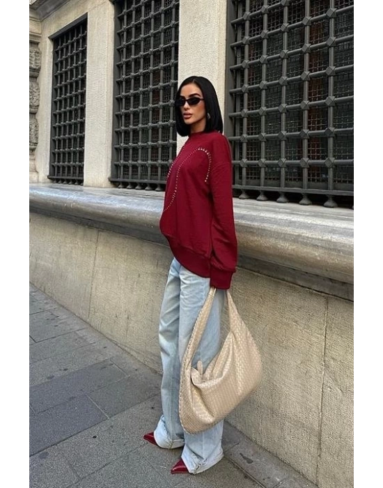 Gümüş Taşlı Sweatshirt 8052