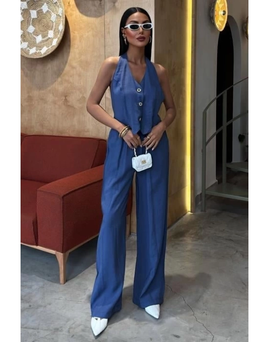 Halter Yaka Yelekli Modal Takım 10144
