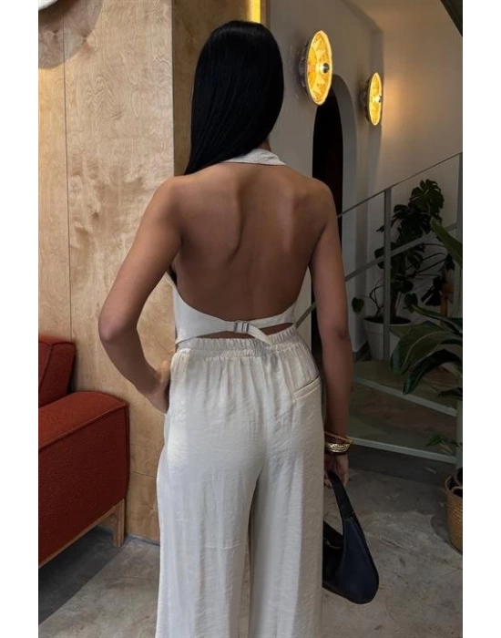 Halter Yaka Yelekli Modal Takım 10144