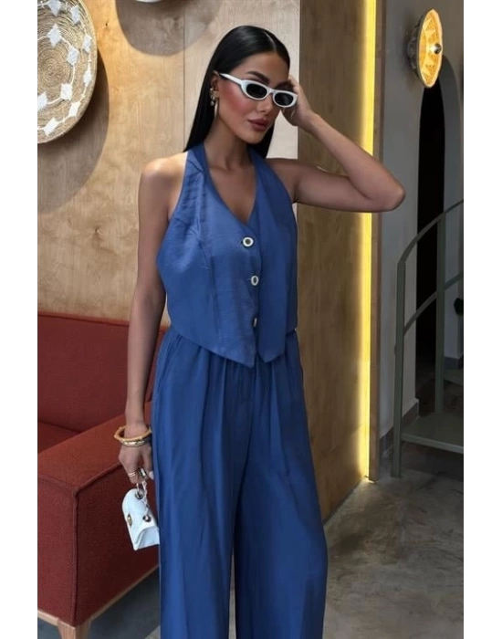 Halter Yaka Yelekli Modal Takım 10144