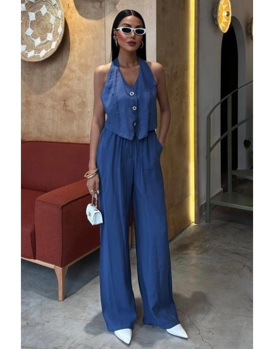 Halter Yaka Yelekli Modal Takım 10144