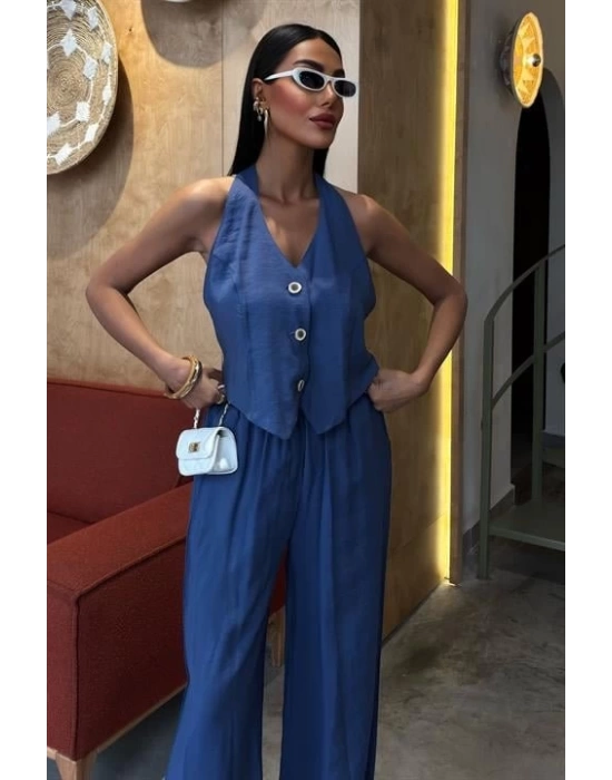 Halter Yaka Yelekli Modal Takım 10144