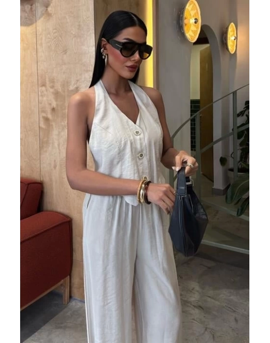 Halter Yaka Yelekli Modal Takım 10144