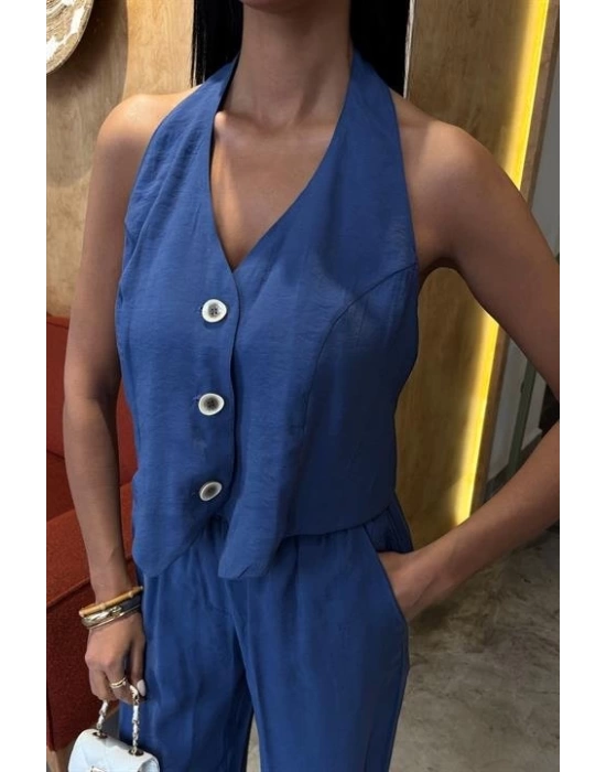 Halter Yaka Yelekli Modal Takım 10144