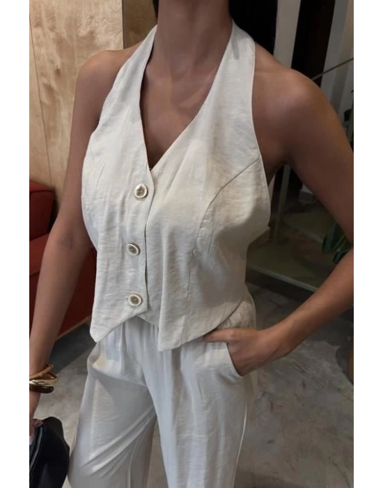 Halter Yaka Yelekli Modal Takım 10144