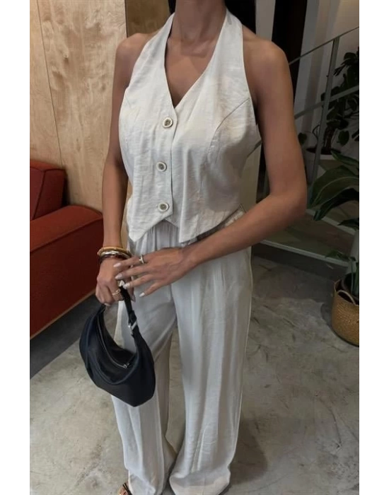 Halter Yaka Yelekli Modal Takım 10144