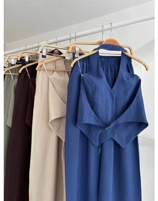 Halter Yaka Yelekli Modal Takım 10144